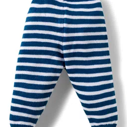 Babyhug Knitted Full Sleeves Striped Co-ord Sweater Set - Blue & White image 5