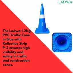 Ladwa Reflective Strip PVC 750 mm Traffic Cone Blue (Pack of 4) image 4