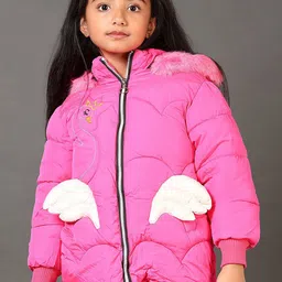 V-Mart Girls Hooded Solid Cotton Casual Parka Jacket-image-44