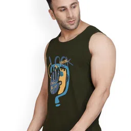 SLOWLORIS Men Pack Of 2 Printed Combed Cotton Gym Vest image 2