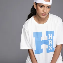 HRX by Hrithik Roshan Typography Printed Drop-Shoulder Sleeves Pure Cotton T-shirt image 1