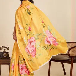 Mitera Floral Printed Saree With Matching Blouse Piece image 3