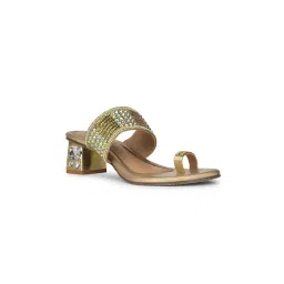 Bata Gold Womens Block Sandals Heels image 2