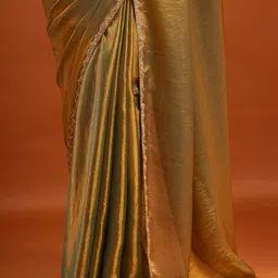 LOROFY Beads and Stones Satin Mysore Silk Saree image 4