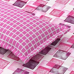 Salona Bichona Pink & White Geometric 180 TC King Bedsheet with 2 Pillow Covers image 5