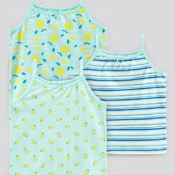 Pine Kids Anti-Microbial & Biowashed Sleeveless Slips Multi Print & Bow Pack Of 3 - Green Blue-picture-19