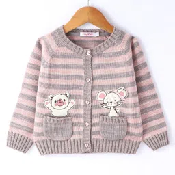 Wingsfield Full Sleeves Animal  Embroidered Cardigan - Grey-picture-13