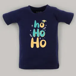 FFlirtygo Christmas Theme Cotton Half Sleeves Ho Ho Ho Printed T-Shirt - Navy-picture-23