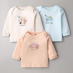 CUCUMBER Sinker Knit Full Sleeves Vests with Animal Print Pack of 3 - Cream Peach & Light Blue-picture-11
