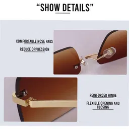 Arzonai Unisex Brown Lens Rectangle Sunglasses with UV Protected Lens image 4