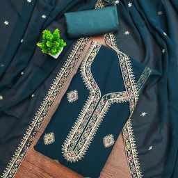 LeeliPeeri Designer Ethnic Motifs Embroidered Georgette Unstitched Dress Material-picture-1