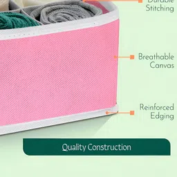 Aura Pink 12 Pcs Set Multicompartment Underwear Organisers Storage Box Wardrobe Organizer image 4