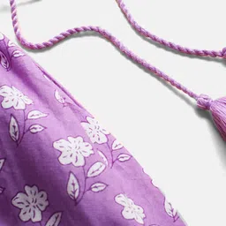 Babyhug Singlet Sleeves Ethnic Dress Floral Print - Lavender image 4