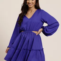 HERE&NOW Abstract Print Cut-Out Crepe Fit & Flare Dress-picture-36