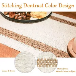 TANLOOMS White & Beige Textured Table Runner image 4