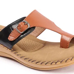 TRASE Tan Brown Comfort Flats With Buckle image 2