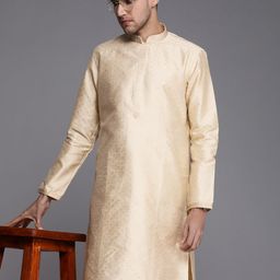 Manyavar Men Beige Ethnic Motifs Thread Work Kurta with Churidar-picture-6