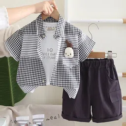 INCLUD Boys Checked Shirt with Shorts-image-43