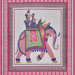 MILAAV Pink Ethnic Motifs 144 TC Single Bedsheet with 1 Pillow Covers image 4