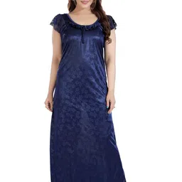 LIFE-TALE Women Blue Satin Nightdress-image-73