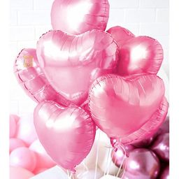 Bubble Trouble  18 Inches Heart Shape Foil Balloons Baby Pink - Pack of 10-picture-4