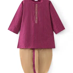 Babyhug Woven Full Sleeves Foil Printed Kurta Dhoti Set - Burgandy-picture-27