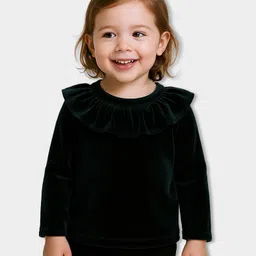 Mi Arcus Knit Full Sleeves Frill Detailed Top - Green-picture-37