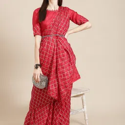 DIVASTRI Embellished Sequinned Silk Blend Heavy Work Saree-picture-36