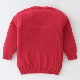 Simply Cotton Knit Full Sleeves Sweater with Car Design - Red image 2