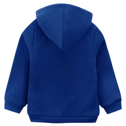 KAVEE Fleece Full Sleeves Solid Hooded Sweatshirt - Royal Blue image 3