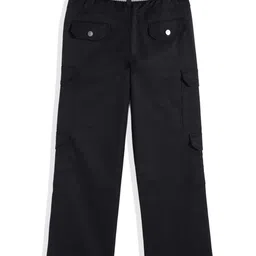 CAVIO Cotton Blend Woven Full Length Solid Cargo Pants With Belt Set - Black image 3