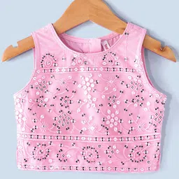 Babyhug Sleeveless Sequenced Embroidered Choli Lehenga and Dupatta Set - Pink image 3