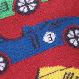 Simply Cotton Knit Full Sleeves Sweater with Car Design - Red image 3