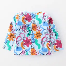 Babyhug Cotton Knit  Full Sleeves Night Suit with Floral Print - Blue image 3