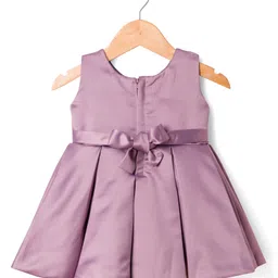 Bluebell Satin Woven Sleeveless Frock & Booties with Floral Applique - Lavender image 3