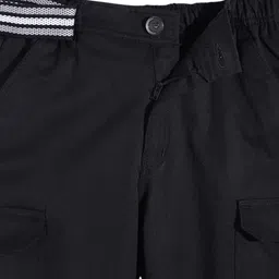 CAVIO Cotton Blend Woven Full Length Solid Cargo Pants With Belt Set - Black image 4