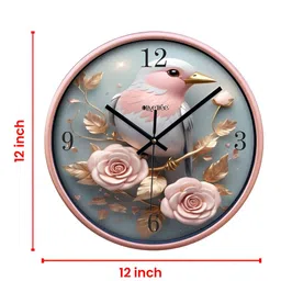 OLIVE TREE Copper-Toned & Pink Printed Contemporary Wall Clock image 3