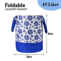 Kuber Industries Blue 3 Pieces Printed Foldable Laundry Bag 45L image 3