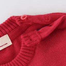Simply Cotton Knit Full Sleeves Sweater with Car Design - Red image 4