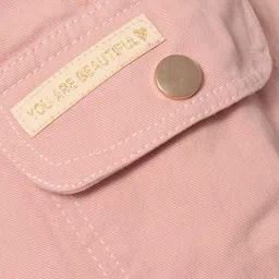 Little Kangaroos Cotton Knit Full Length Solid Colour Trouser with Cargo Pockets - Baby Pink image 4