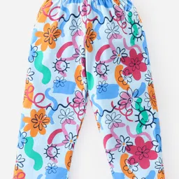 Babyhug Cotton Knit  Full Sleeves Night Suit with Floral Print - Blue image 5