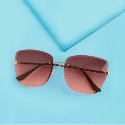 Carlton London Premium Pink & Gold Toned UV Protected Lens Rimless Sunglass for Women (140)-picture-24