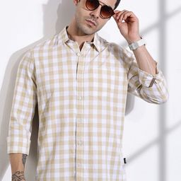 Thomas Scott Men Classic Slim Fit Tartan Checks Opaque Checked Casual Shirt-picture-24