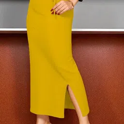 DSV ENTERPRISES Shapeware Yellow M0051 Lycra Blend Petticoat-picture-13