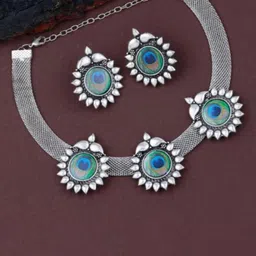 PUJVI Silver Plated Alloy Jewellery Set image 1