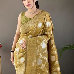 SANISA Woven Design Zari Silk Blend Handloom Saree image 5