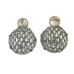 AVANT-GARDE PARIS Gold Plated Rhinestone Studded Spherical Drop Earrings image 2