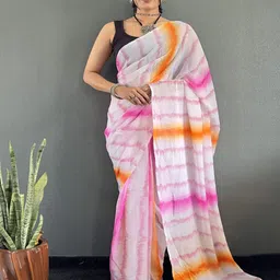 HERE&NOW Women Tie and Dye Pure Georgette Ready to Wear Saree-picture-32