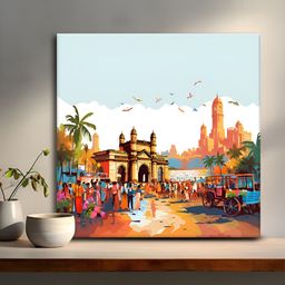 OLIVE TREE Brown & Blue Canvas Abstract Painting Wall Art-picture-32