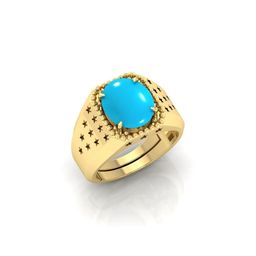 todani jems 13.25 Ratti Turquoise Stone Original Certified Firoja Gemstone Gold Plated | Adjustable Ring-picture-17
